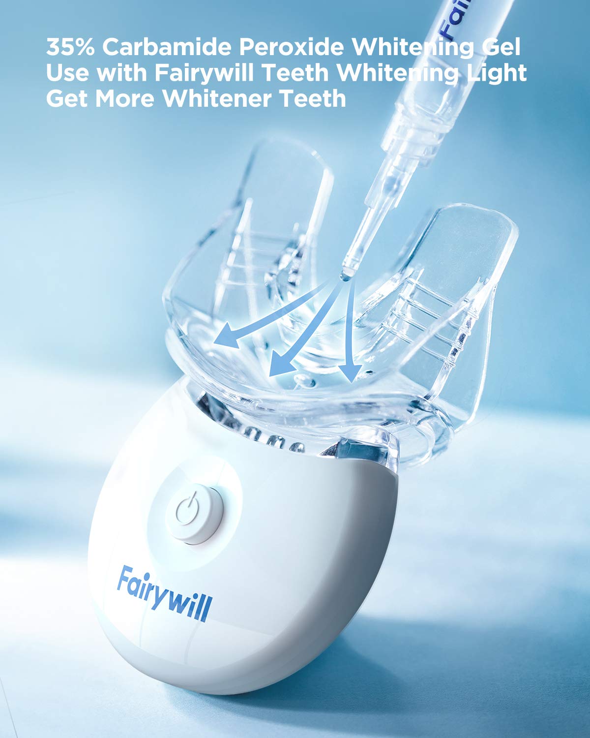 Fairywill Teeth Whitening Kit with Led Light, reduced sensitive teeth whitener kit, 3×3ml whitening Gel with 5X professional teeth whitening light Accelerated for Maximum Whitening: Beauty