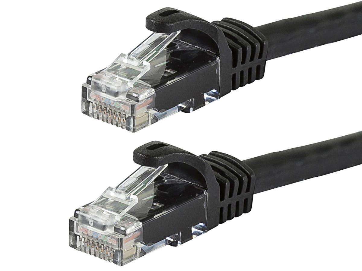 Monoprice Cat5e Ethernet Patch Cable - Snagless RJ45, Stranded, 350Mhz, UTP, 24AWG, 100 Feet, Black - Flexboot Series