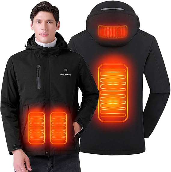 Amazon Sazuik 電熱ジャケット メンズ 作業服 Usb加熱 発熱ジャケット 電熱ウェア バッテリー給電 ４つのヒーター内蔵 ヒート ジャケット 加熱部位調整可能 温度スマート調整 昇温快速 電気加熱ジャケット ゴルフ 山登り バイク 秋冬用 アウトドア 防寒着 登山服 撥水