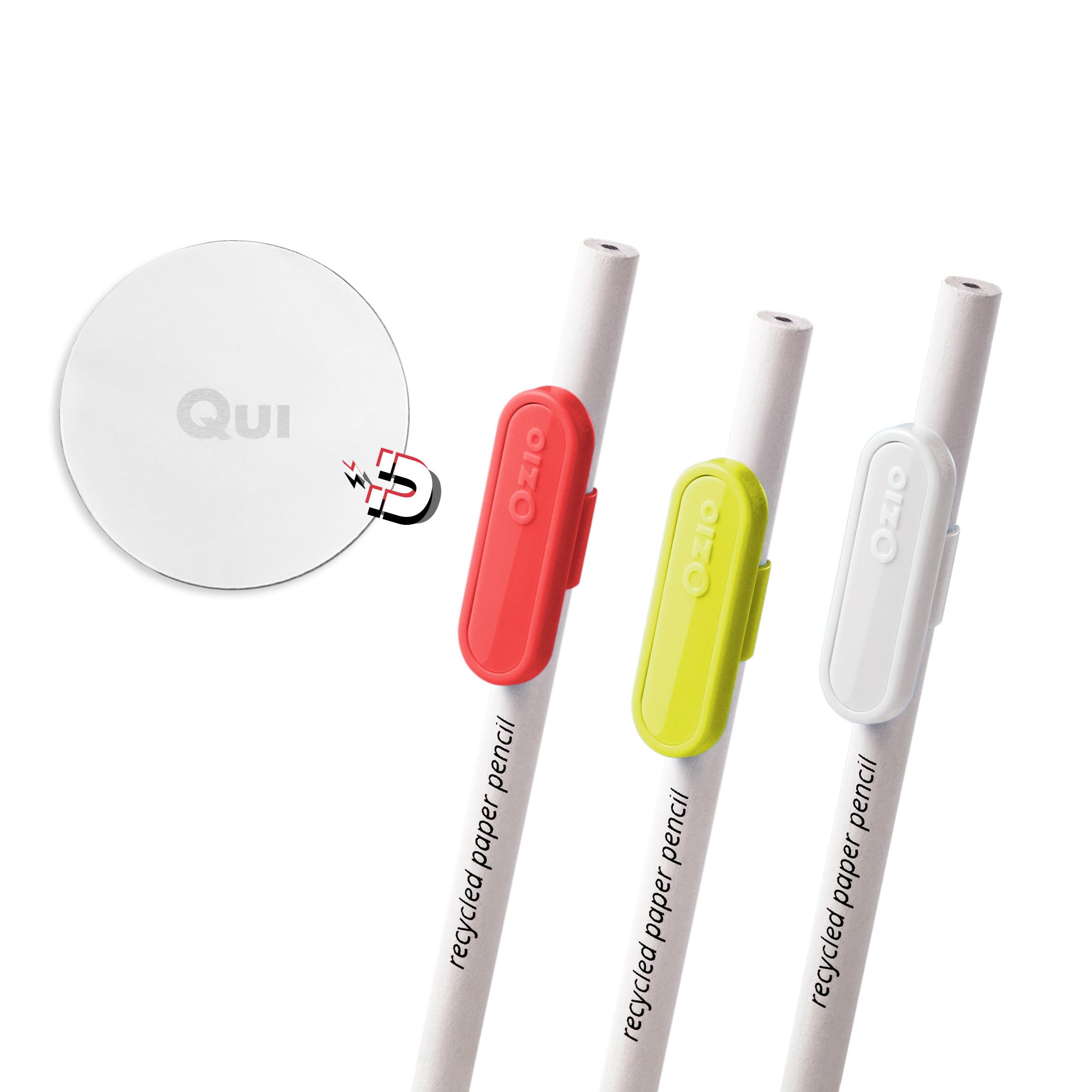 Ozio Magnetic Pen Holder, Refrigerator Pen Holder, Pencil Holder Clip with Magnet, Desk Gadgets, Office Accessories, Combo pack Red, White and Lime