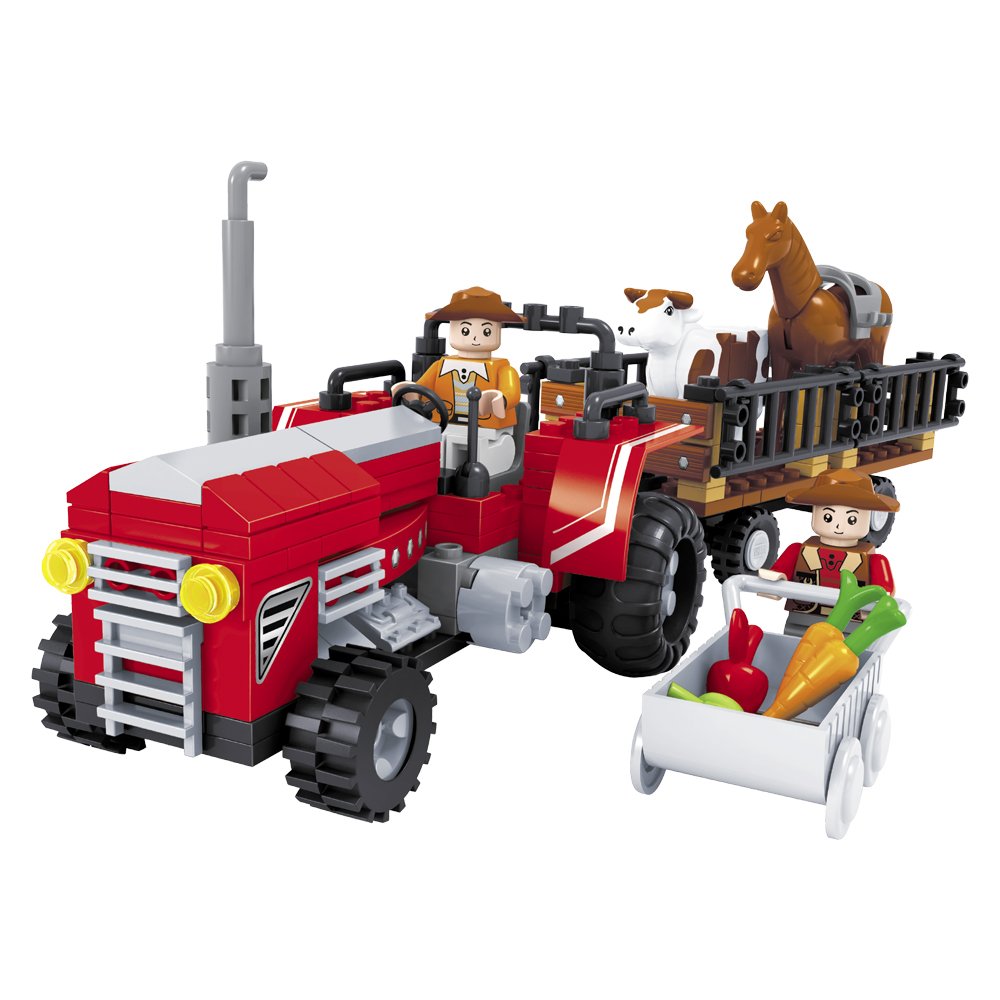 Ausini Juego de construcción Tractor con granjero  remolque piezas ColorBaby