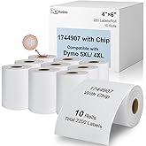 Msudoku 10-roll 1744907 4" x 6" Extra-Large Direct Thermal Shipping Label with RFID Chip, Compatible for DYMO Authentic LW LabelWriter 5XL 4XL Label Printers, Total 2200 Labels, White