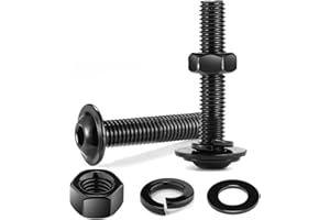 M6 x 30mm Flanged Button Head Socket Cap Screws Bolts, Nuts, Flat & Lock Washers, 20Pcs 18-8 (304) Stainless Steel, Fully Threaded, Black Oxide by SG TZH (with Hex Spanner)