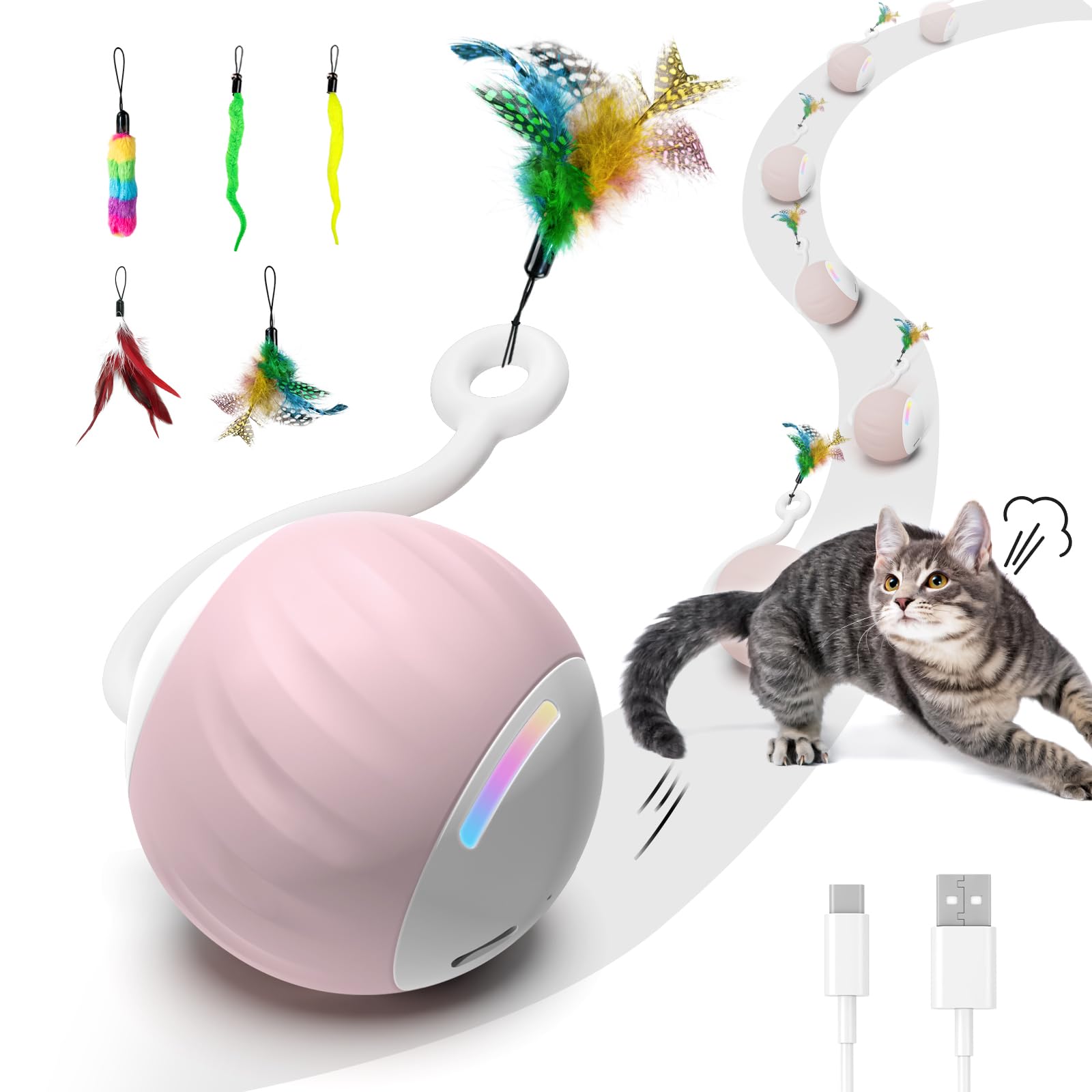 Automatic Moving Ball With Tails For Indoor Cats With Moving Tail