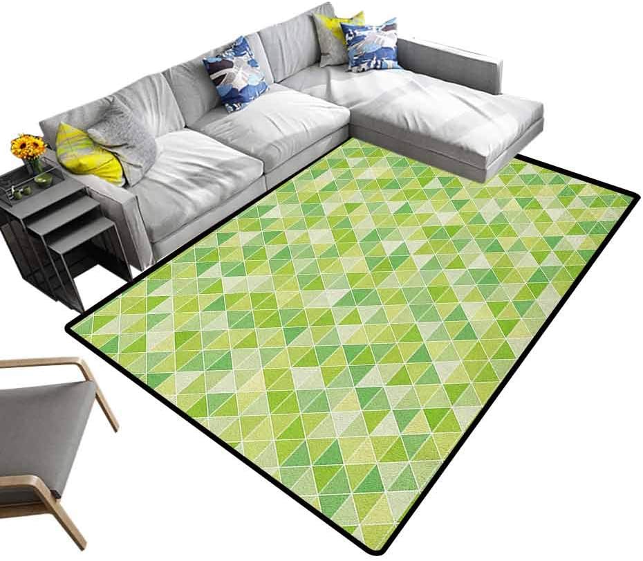 Modern Indoor Rugs Lime Green, Kids Carpet Playmat Rug Triangles Geometry Figures Modern Digital Pyramids Soft Icons Graphic for Hard Floors Pale and Fern Green, 3 x 5 Feet