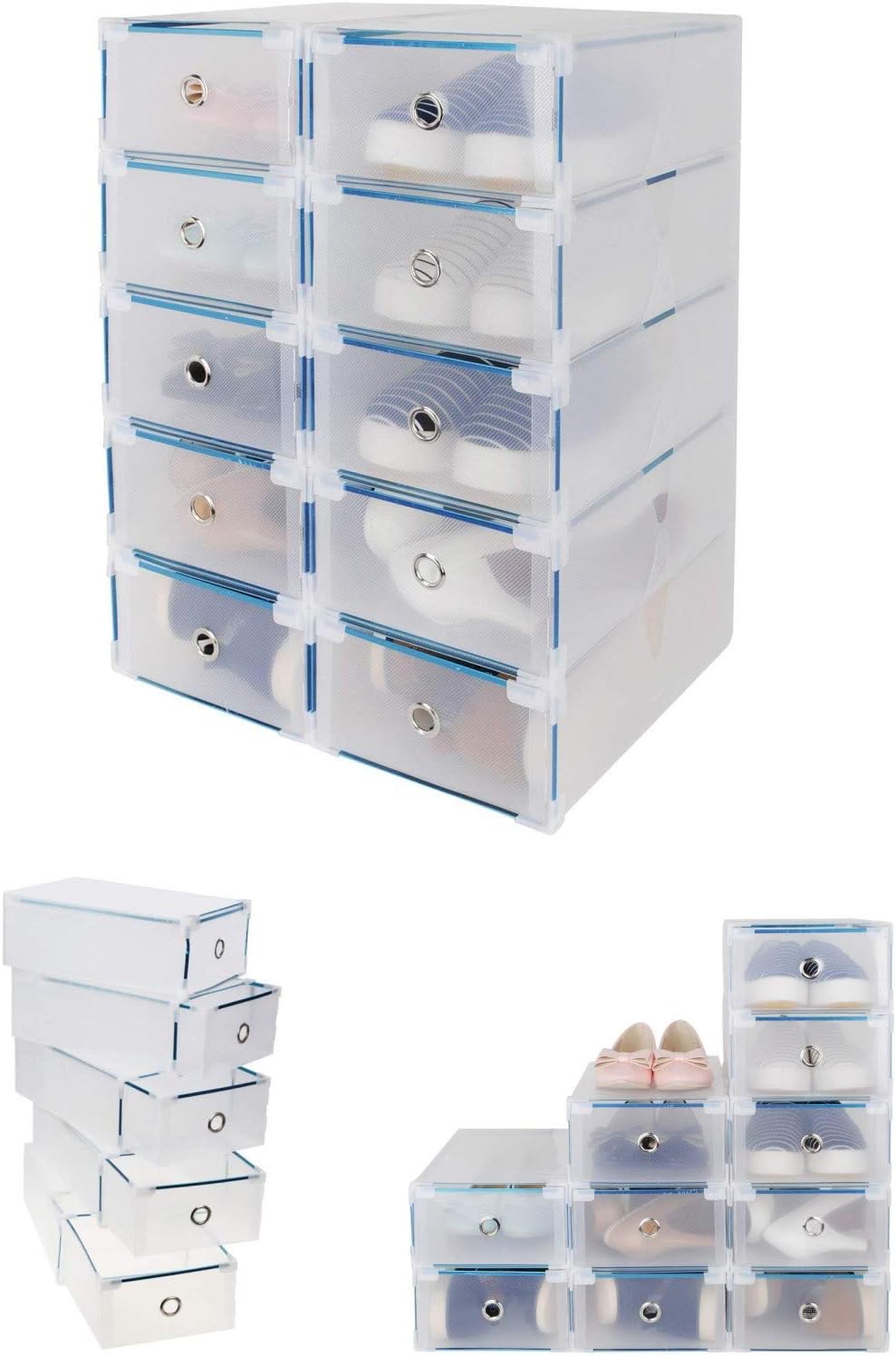 CDGroup 10 Stück Schuhkarton Schuhbox Faltbare und Stapelbare