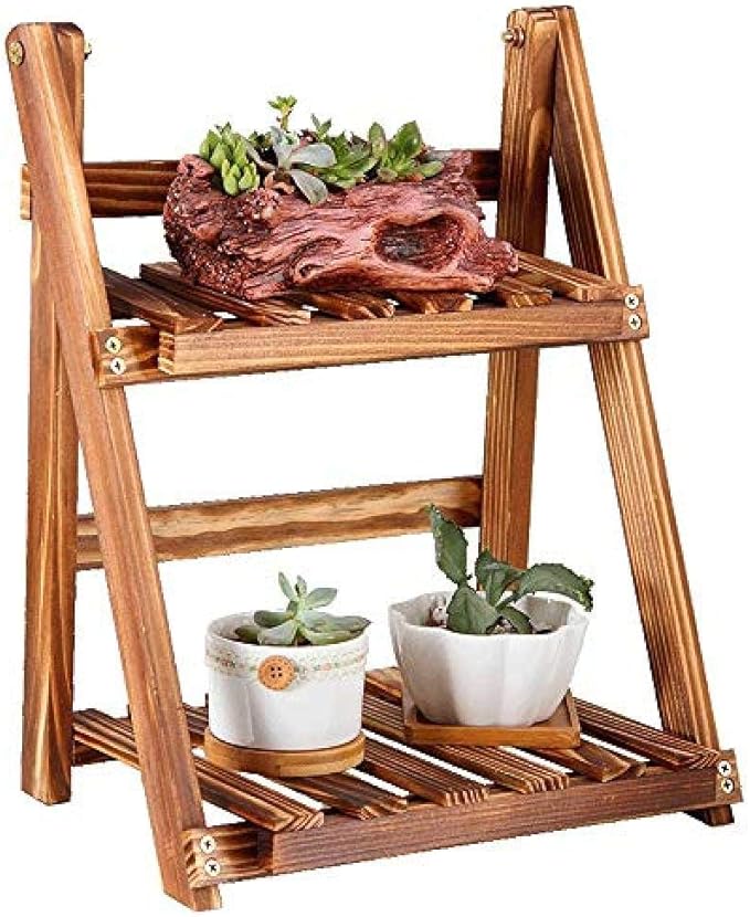 JFFFFWI Soporte de Flores Plegable anticorrosión carbonizada, balcón de