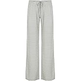 Pnahip Women's Comfy Pajama Loose Casual Drawstring Lounge Pants - Striped Print Stretch Wide Leg