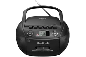Cassette Tape Player CD Player Boombox with Bluetooth, Tape Recording, AM/FM Radio, Stereo Sound, AUX/USB Drive, AC and C Battery Powered,Headphone Jack,LCD Display Home,Gift Cassette Player heetipuk
