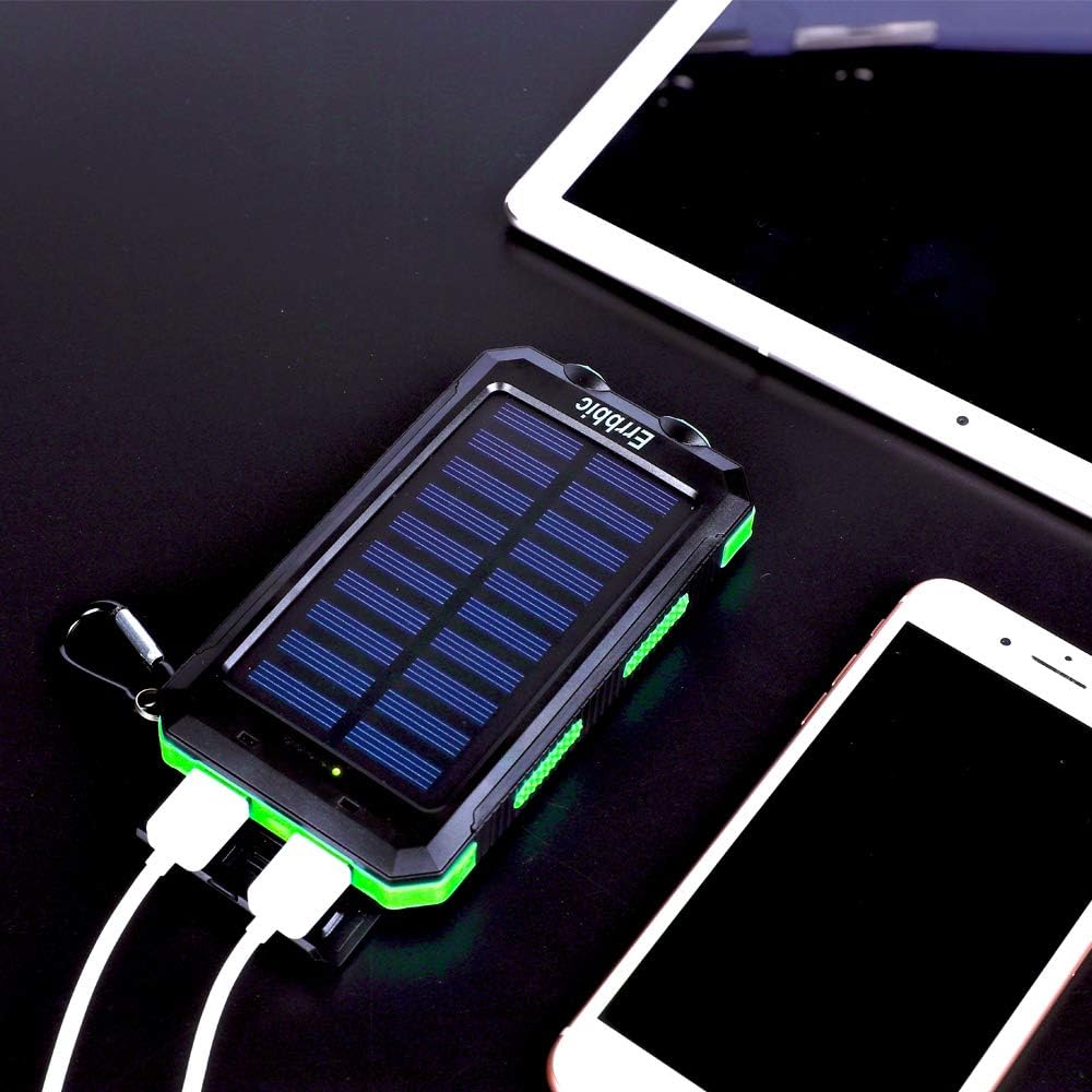 Solar Charger, 20000mAh Solar Power Bank Waterproof Portable Charger External Battery Packs with Dual 2 USB/LED Flashlights Port for iPhone Android Cellphones: Home Audio & Theater
