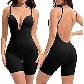 Slimers Backless Shapewear Tummy Control: Low Back Plunge Shapewear Bodysuit - Slimming Built-In Bra Full Body shaper Woman