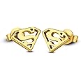 Gemstar Jewellery 14k White Gold Plated DC Superman Earrings