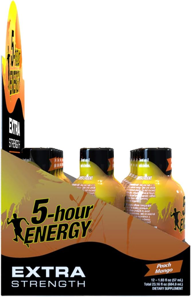 5-hour ENERGY Shot, Extra Strength, Peach Mango, 1.93 Ounce,12 Count: Health & Personal Care