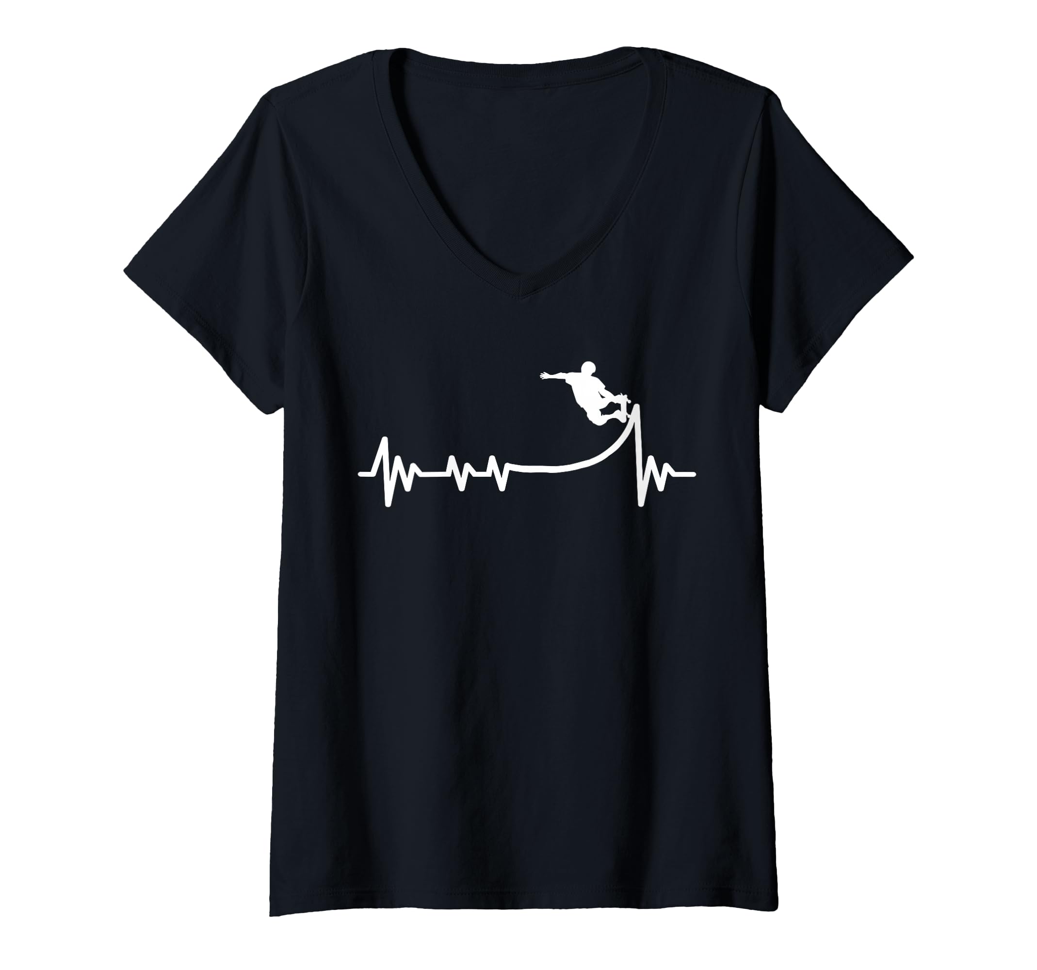 Women's Skateboards wheels Skater Skating Heartbeat Skateboard V-Neck T-Shirt