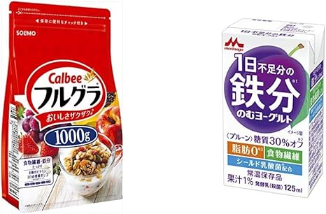 Amazon 朝食に Solimo カルビー フルグラ 森永 1日不足分の鉄分 のむヨーグルト Solimo ソリモ シリアル 通販