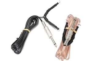 TorSor 2 Pack Tattoo Clip Cord 1.8M 6FT Hook Power Supply Line Cable Cords Adapter 6.35mm 1/4 Plug Connection For Tattoo Machine Equipment Gun Spare Parts Accessory Transparent + Black