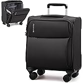 Hanke Underseat Carry On Luggage with Wheels, Spinner Small Suitcase, 16-Inch Rolling Under Seat Luggage, Softside Lightweight Carry On Bag for Airplane TSA Travel Personal Item, Black