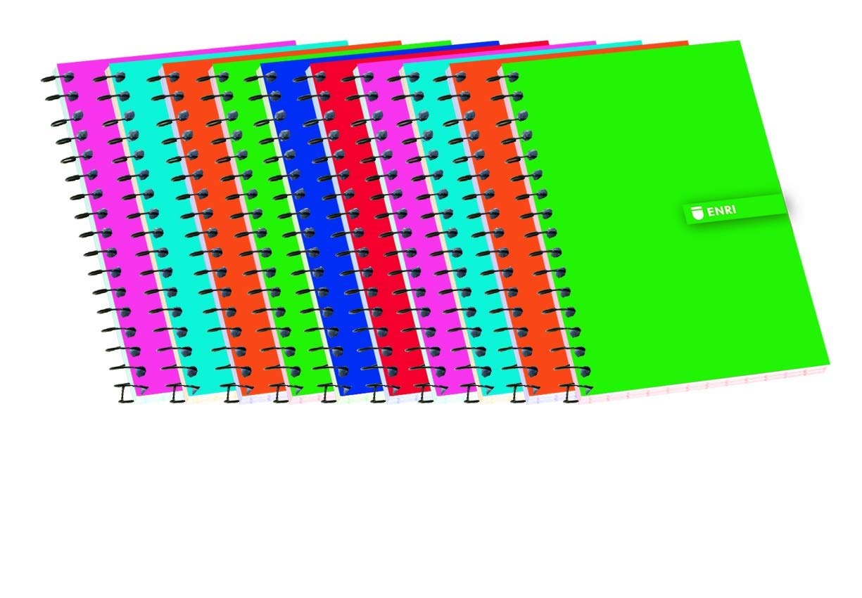 Enri 100302802 - Pack of 10 Spiral Notebooks, Soft Cover, 8