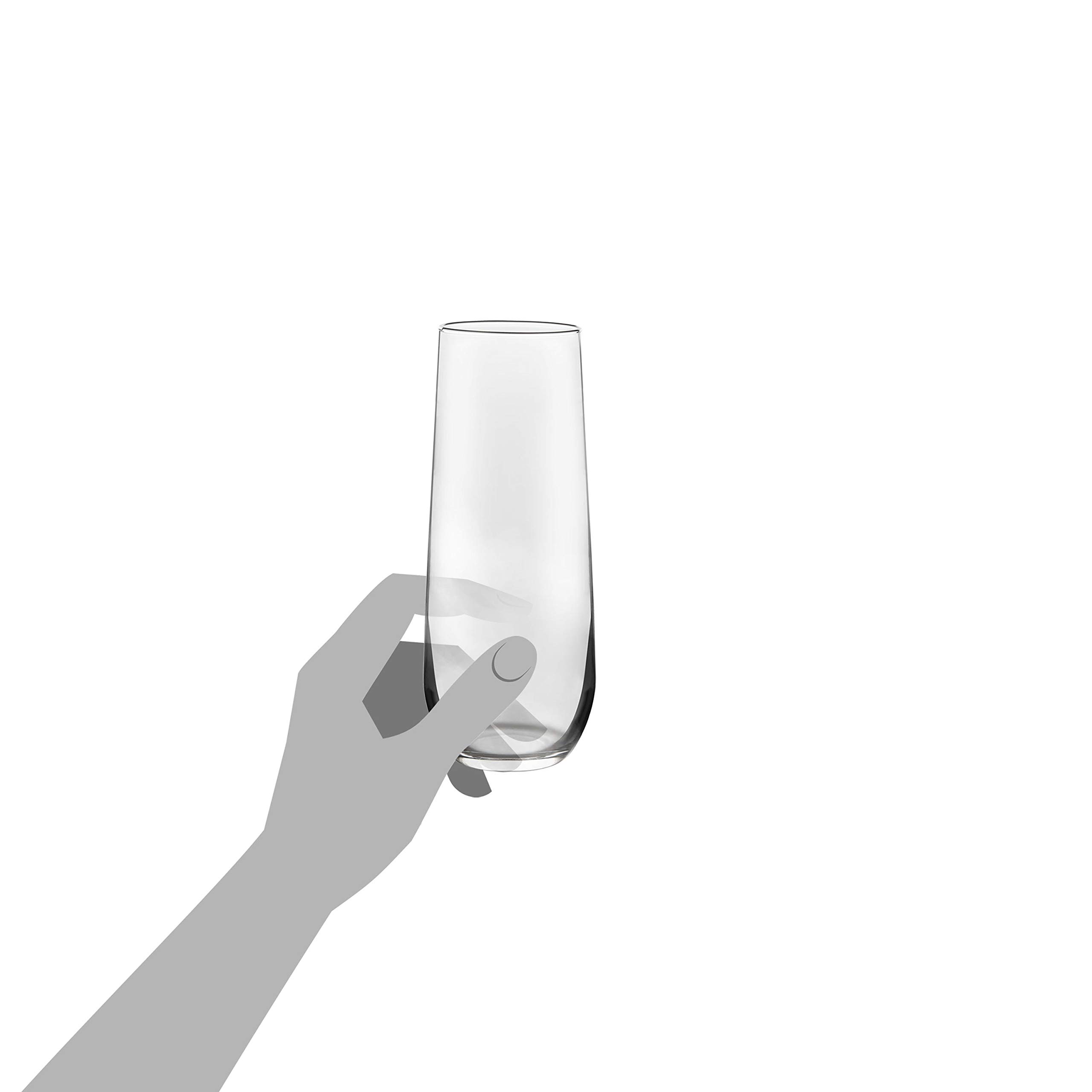 Libbey 228 Stemless Champagne Flutes Glass, 8.5 Oz 12 Piece Elegant Fluted Glassware, Clear Flutes Champagne Glass