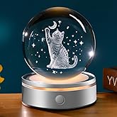 ZRENJHUS Cat Gifts for Women 3D Crystal Ball Themed Gifts for Cat Lover Gift for Her Mom Kitten Globe with 12 Modes Lighting Base Gift for Mothers Day Christmas Birthday