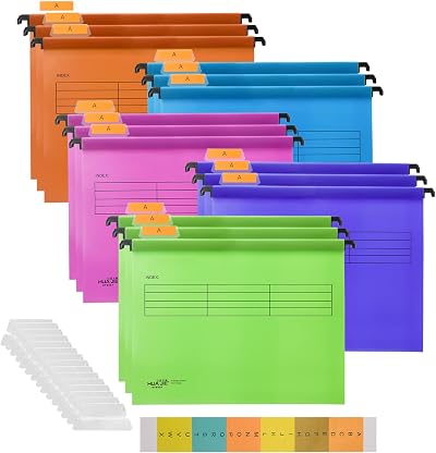 Hiziwimi 15Pcs A4 Hanging File Folders PP Material Mixed Color