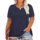 Plus Size Summer T Shirts Women Tops Short Sleeve Round Neck Casual Loose Fit Tee Tshirts Tunic