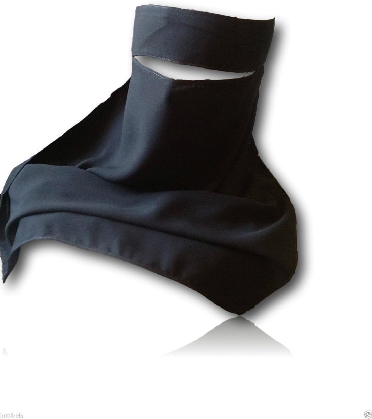BLACK NIQAB, NIKAB, HIJAB, VEIL, BURKA 3 LAYER SQUARE CUT, TIES + VELCRO, FAST & FREE POSTAGE