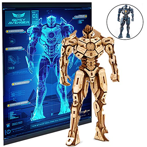 Pacific Rim Uprising Gipsy Avenger Poster and 3D Wood Model Kit - Build, Paint and Collect Your Own Wooden Model - Great for Kids and Adults, 12+ - 6 1/2