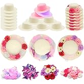 Lamnhin 297 Pcs DIY Tea Party Hats Set for Girl Include 24 Pcs Hats, Artificial Flower, Faux Butterfly and Fake Feather for Kids Cowboy Dress Up