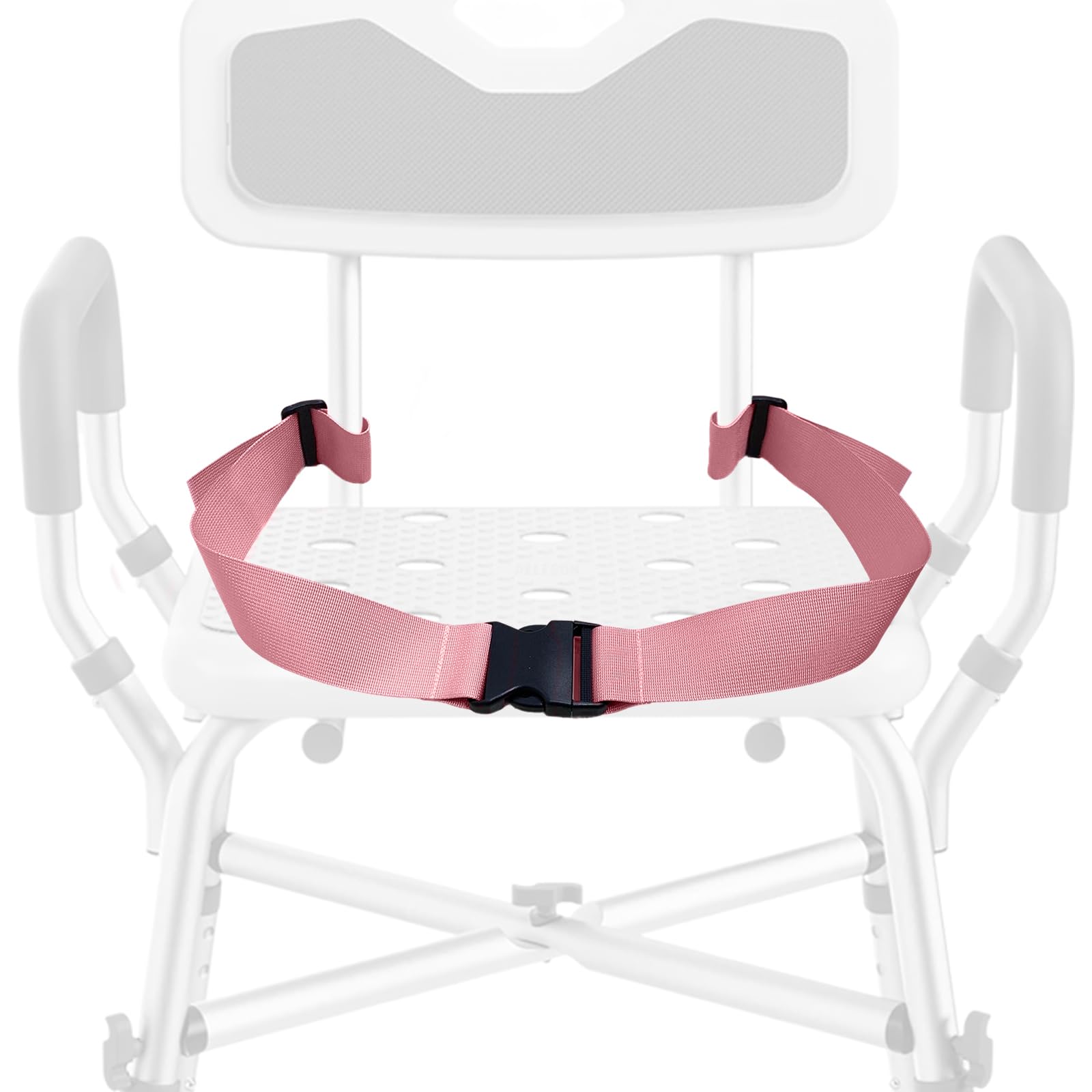 Toilet Shower Chair Seat Belt, Bath Bench Anti-Slip 2" Width Waist Buckle Strap for Elderly Bedridden Disabled Patient (Pink)