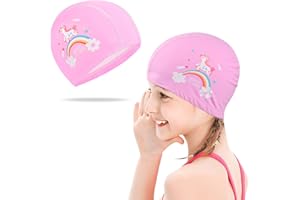 Focenat Swimming Cap for Kids, Comfortable Kids Swim Cap Kids Polyester Swimming Caps for Kids, Children, Boys and Girls Aged