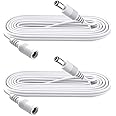 Security-01 6.6FT 2M DC Power Extension Cable 5.5mm x 2.1mm,for CCTV Camera IP WiFi Camera,DVR,LED Strip,DC Power Supply Adapter Extender Cable,White (Pack of 2)