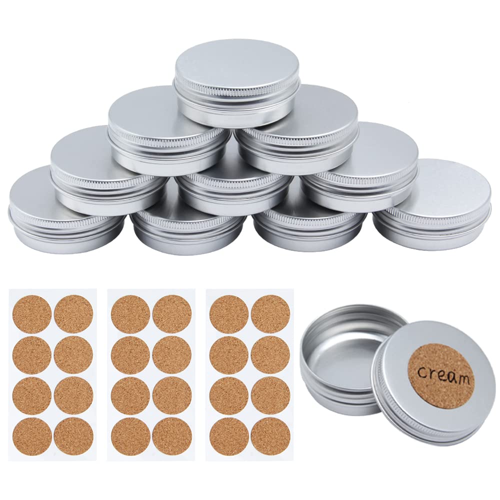 LanYing 10pcs 30ml Aluminium Tin Jars Empty Lip Balm Tins Aluminium Cosmetic Tins with Lids aluminium Screw Top tins for Lotion,Masks,Cream,Powder,Mini andles,Sample,Trinkets