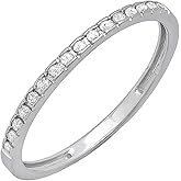 Dazzlingrock Collection Valentine's Day Gift 0.10 Ctw 14K Real Solid Gold Round Natural Diamond Women Anniversary Stackable Wedding Band