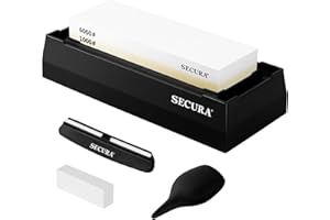 Secura Whetstone Knife Sharpening Stone Set 1000 6000 Grit Double Side Water Stones Sharpener with Flattening Stone Non Slip 