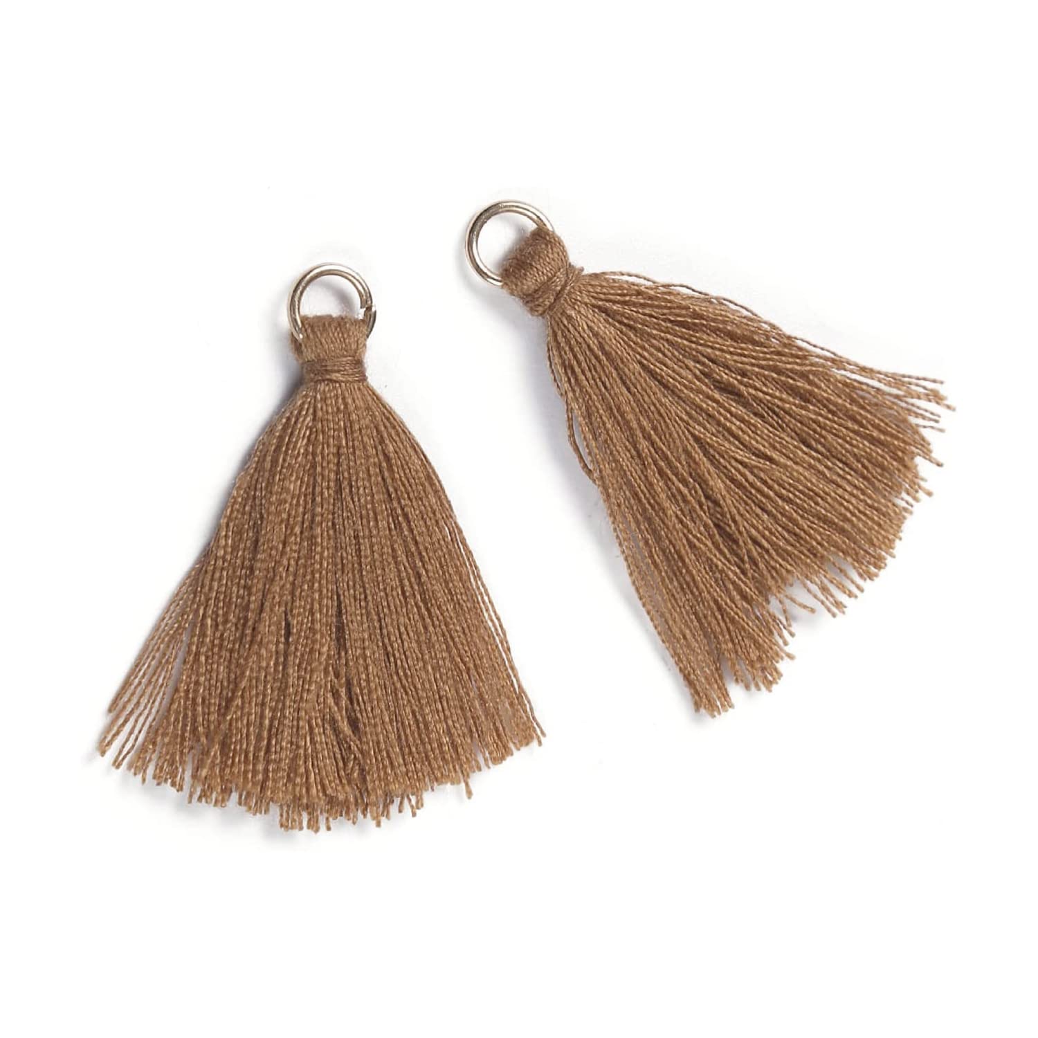 Duories Pack of 50 Mini Tassel Pendants, 3 cm Cotton Fringe Tassel Tassel Bracelet Key Ring Craft Tassel for Earrings Jewellery Making Bags Bookmark DIY Craft Accessories Coffee
