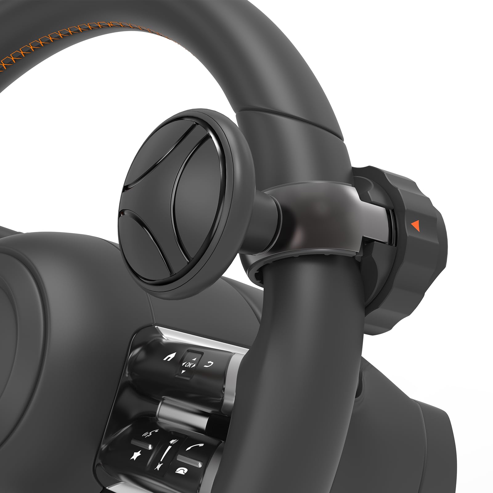 Photo 1 of Tool Free Steering Wheel Knob, Suicide Knob for 3.45-4.9" Steering Wheel with Metal Bearing, Steering Wheel Knob Spinner for Cars, Trucks, Mowers, Boats, No Screws or Tools Needed (1Pack, Black)