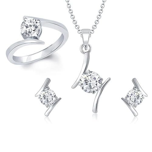 VK Jewels Motion Solitaire Combo Ring & Pendant- COMBO1079R [VKCOMBO1079R]