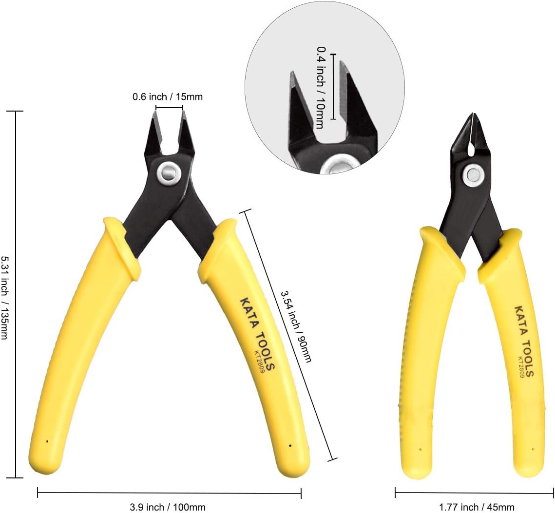 KATA 4.5 Inch Micro Wire Cutter, Precison Mini Flush Cutters and Clean Cut Pliers for Electronics, Model, Jewelry, Model Kits… - - 