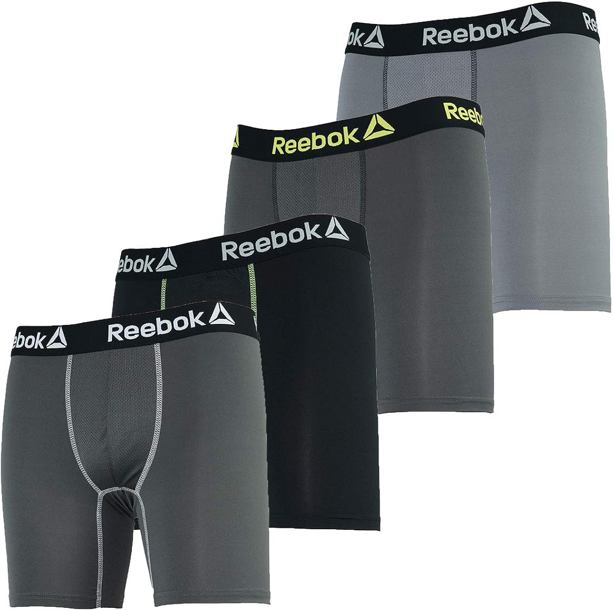 Reebok Men's Performance Boxer Briefs 4Pack Black/Charcoal