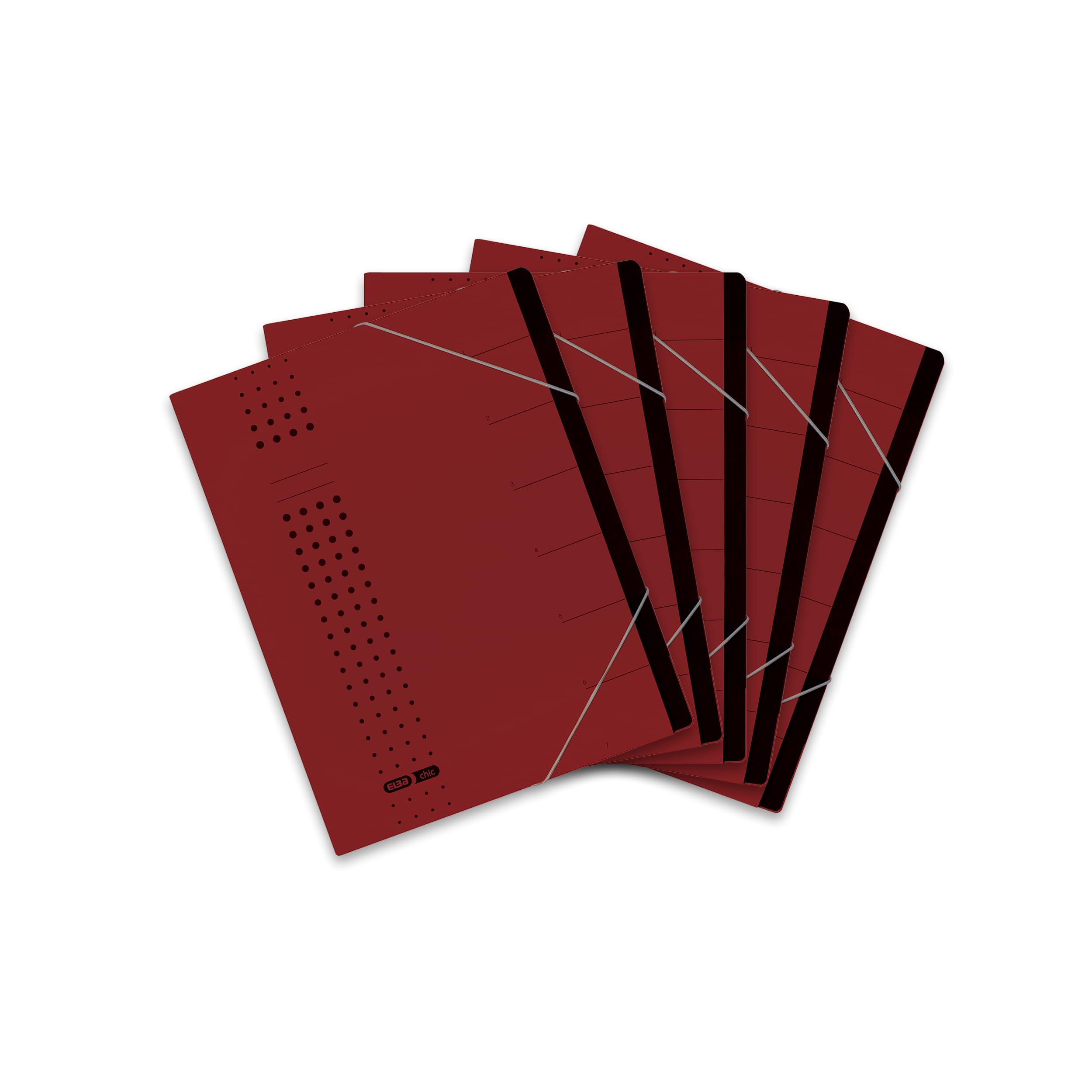 ELBA filing folder chic, for A4, made of cardboard, 7 compartments, burgundy, pack of 5 — image 1