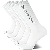Reebok Mens Crew Socks - 5 Pack Breathable Cushioned Moisture-Wicking Athletic Performance Running Socks for Men (6-12.5)