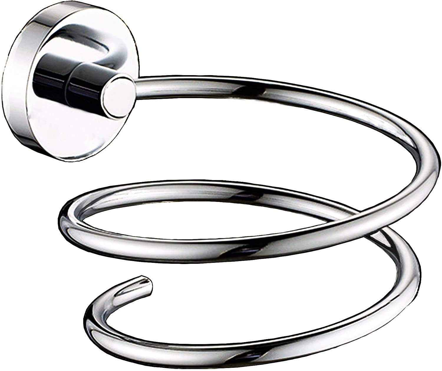 YUET Wall Mounted Blow Spiral Hair Dryer Holder Stainless Steel Construction Chromed Shelf Rack Stand Hanger Storage For Bathroom Shower Room Silver