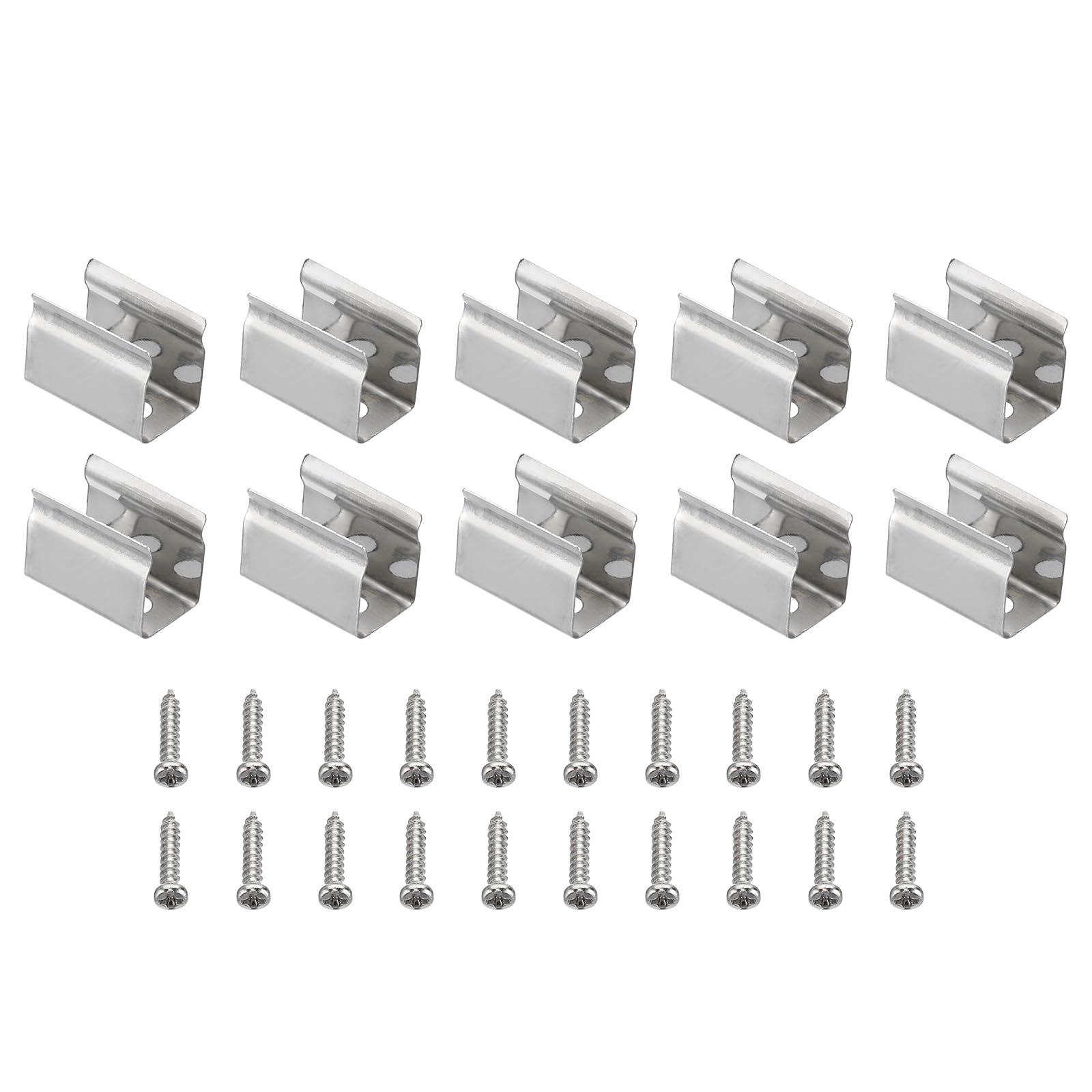 PATIKIL LED Strip Light Clips, 100 Pack Mounting Bracket Fixing Clips Stainless Steel Clamp Holders with Screws for 4.8mm-6mm Neon RGB Light Cable Ribbon