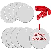 Sublimation Ceramic Ornaments Blanks Bulk Double Side Sublimation Ceramic Discs Ornament for Heat Press Printing White Round Porcelain Ornament Personalized Xmas Tree Keepsake Crafts Gift (10)