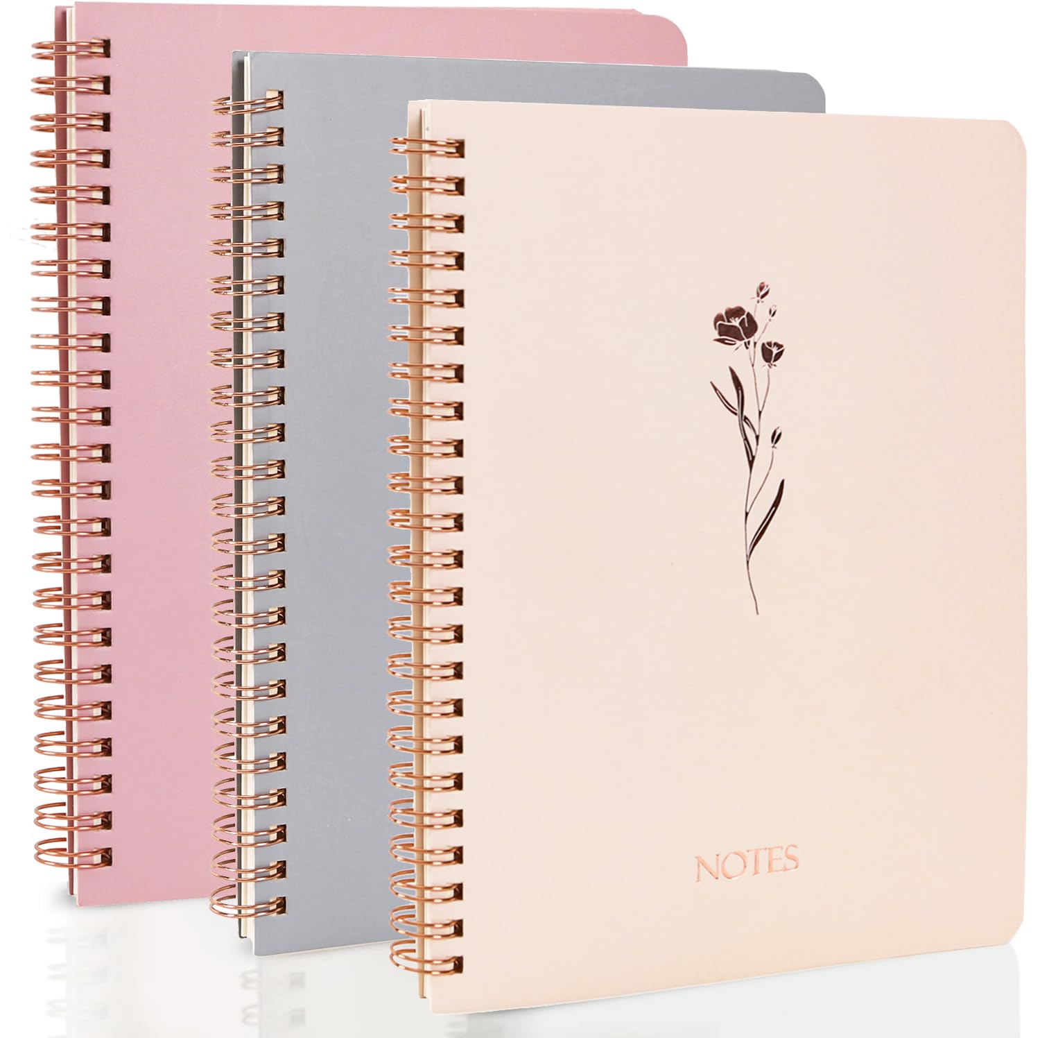 Photo 1 of XIUSHE 3 Pack Hardcover Spiral Notebook Spiral Journals for Women 160 Pages, 6.3 x 8.3 Inches,100gsm Paper,Cute College Ruled Notebook,Back Pocket,Office Supplies (CS-fashion)