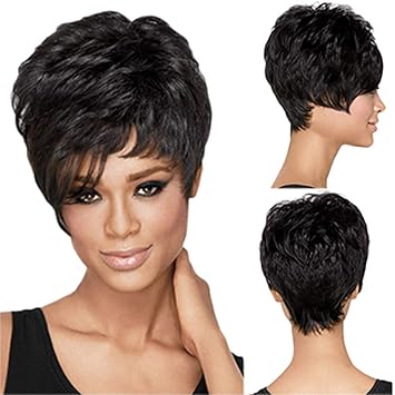 Amazon Com Short Hair Wig Alalaso Synthetic Fluffy Slightly