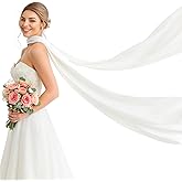 TWPER Bridal Neck Scarf Long for Wedding, 142 Inch White Wedding Scarf for Bride – Minimalist Tulle Wrap for Ceremony Elopement Reception Bridal Portrait Accessory