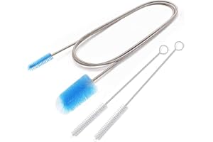 DESIN Flexible Drain Brush，Nylon Cleaner Double Ended Elastic Hose Pipe 67-inch and 2 PCS 8.2-inch Straw Cleaning Brush