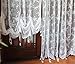 FADFAY Elegant White Lace Embroidered Sheer Balloon Curtains, Adjustable Tie-Up Curtain, 1 Panel Floral Tulle Curtains for Windows-78''*78''